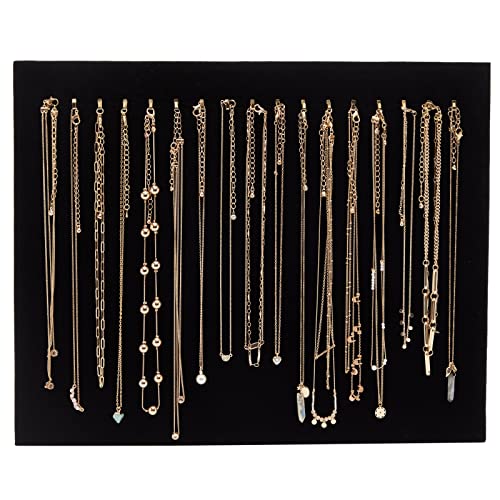 Genie Crafts 2 Pack Jewelry Display for Selling, Black Velvet Boutique Necklace Stands Boards with Hooks for Pop Up Shop (15 x 12 x 4.5 In)