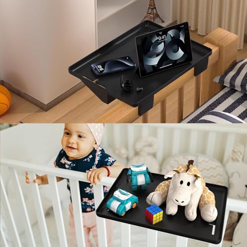 Bedside Shelf, Clip On Nightstand, Bedside Table Tray Organizer，Bedside Shelf for Bunk & Loft Beds，Black (Black) - color: Black