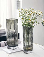 Modern Minimalist Glass Square vase, Crystal Glass vase, vase, Dry vase (Grey) - color: Gray