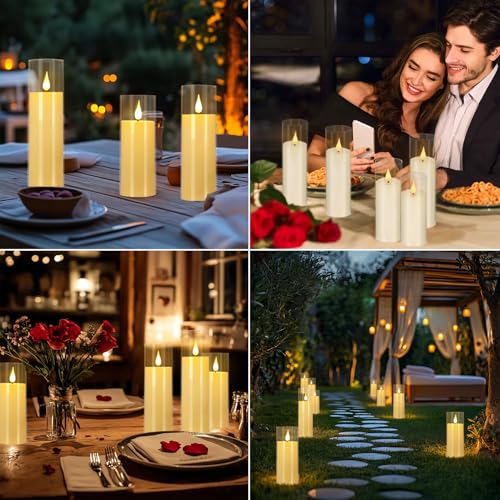 24 Pack LED Flameless Candles Set(14/16/18cm), Battery - Operated with 4 Remotes,Clear, Timer & Flickering/Steady Modes for Home décor, Wedding, Patio,Outdoor. - color: Clear