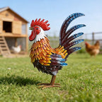 Shorayn Rooster Garden Statue Metal Chicken Yard Art Decor Outdoor Sculpture Figurines
