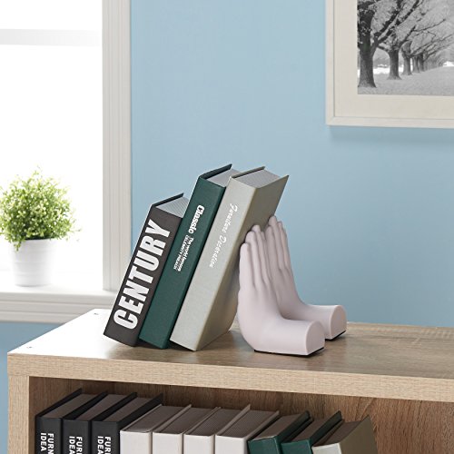 Danya B. Contemporary Accent Book Shelf Decor - Hands Sculpture Bookend Set of 2 (White) - color: White