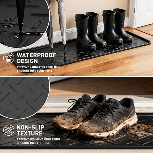 Extra Large Boot Trays Heavy Duty Rubber Mat with Lip,Waterproof Shoe Mat Tray for Entryway Shoe Tray Multi-Purpose for Indoor or Outdoor 47.24×15.75in - size: 1'4" x 3'11" (Rectangular)