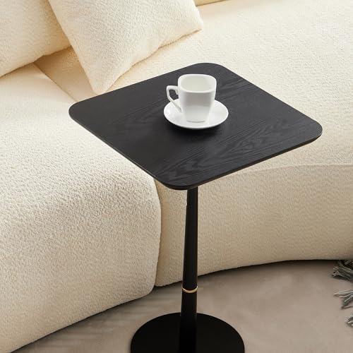 Small Side Table for Small Spaces Living Room, Tall End Side Table for Sofa Couch, Square Drink Coffee Tables, Modern Martini Cocktail Beverage Pedestal Stand for Bedroom, Black - color: 15.74" Black