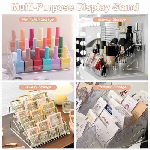 SUTOKAKA Nail Polish Organizer Clear Acrylic Eyeglasses Display Holder Essential Oil Storage Rack Makeup Stand Tray - 3 Layer
