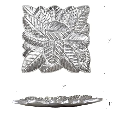 BBH Home's Handmade Silver Novelty Shaped Aluminium Tray 6.88 x 6.88 x 0.78 AMBBVK043AB2020 - color: Silver