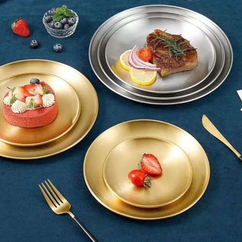 Stainless Steel Plates Set of 2 Metal Dishes Dinner Tray 5.5 Inch for Snack,Nut, candy,Camping Plate, Shatterproof Dishwasher Safe - size: Silver 5.5 Inch