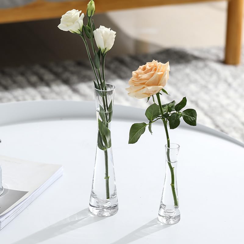 Hand Made Blown Art Bud Glass Vase Single Stem Cylinder Vases Decorative Glass Bottles for Flowers Centerpieces Wedding Party Home and Office Décor