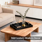 Hanobe Decorative Tray for Coffee Table: Serving Tray Decor with Scalloped Edge - Black Entryway Decor for Living Room Kitchen Counter