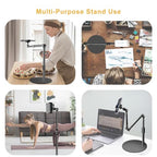 Overhead Phone Mount for Desk, 17" Long Arm Adjustable iPhone Holder, Heavy Duty Rotatable Stand for Video Recording, Live Streaming, Crafting, Cooking