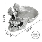 Mrlikale Skull Glasses Stand, Creative Eyeglasses Display Rack, Sunglasses Spectacle Holder, Key Holder Resin Sculptures for Entryway, Home, Office, Desk, Nightstand (Silver) - color: Silver