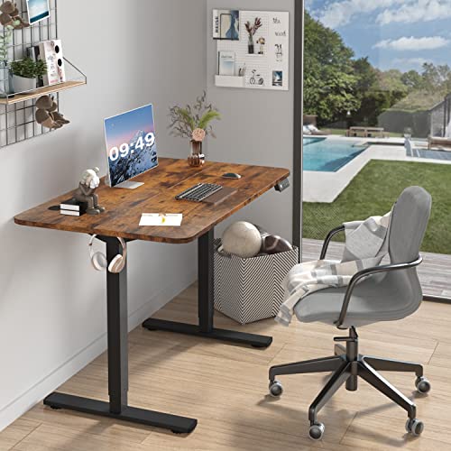 Furmax Electric Height Adjustable Standing Desk Large 40 x 24 Inches Sit Stand up Desk Home Office Computer Desk Memory Preset with T-Shaped Metal Bracke, Brown - color: Brown, size: 40 Inch
