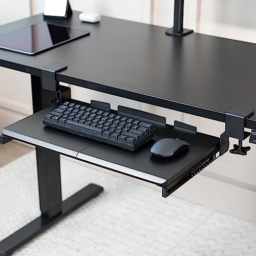 VIVO Small Keyboard Tray, Under Desk Pull Out with Extra Sturdy C Clamp Mount System, 20 Inches (26 Inches Including The Clamps) x 11 Inches Slide-Out Platform Computer Drawer for Typing, Black, - color: Black, size: 20 inch