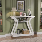 Wooden Console Table with Curved Legs and Shelf, 3-Tier Modern Accent Narrow Sofa Table for Entrance Area, Living Room, Hallway, 47 in Wide Wood Console Table for Entryway (White) - color: White