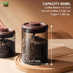 Ankou Glass Coffee Canister 900ml x 2 Jar, Airtight Food Storage Container with Pop Lid, Kitchen High Borosilicate Glass Contianers For Tea Coffee Bean Sugar - color: 900ml * 2 Coffee