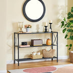 Hoctieon Industrial Console Table, 3 Tier Entryway Table, Hallway Table, Narrow Sofa Table with Shelves, Entrance Table for Entryway, Rustic Brown&Black - color: Rustic Brown & Black