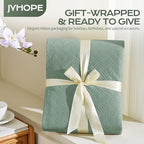 JYHOPE Queen Quilt Set Sage Green Lightweight Bedspread Bedding 3-Piece Microfabric Quilts with Pillow Shams Summer Cooling Comforter Alternative Gift Wrapped - color: Weave Pattern-sage Green, size: Full/Queen(96x90)