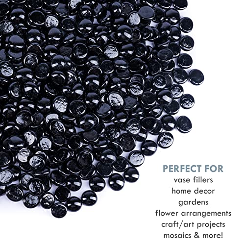 Galashield Flat Glass Marbles for Vases Black Glass Gems Beads Pebbles Vase Filler (5 LBS, Approx. 540 PCS) - color: Black, size: 5 LBS