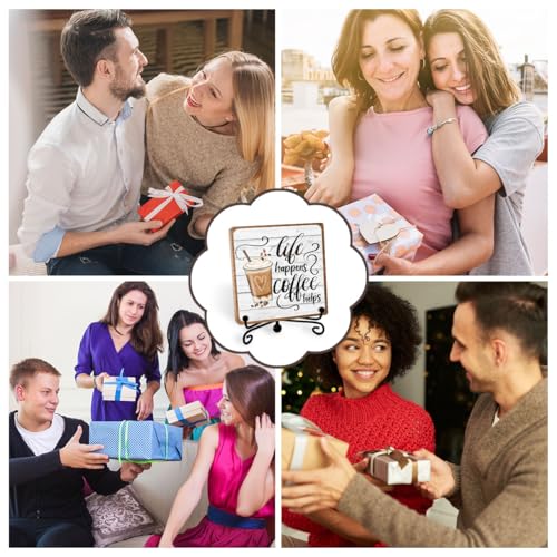 Coffee Lover Gifts for Women Men, Funny Coffee Bar Accessories, Table Decorations Supplies, Desk Shelf Cubicles for Bar Decoration Plaque Gifts - style: coffee sign 10
