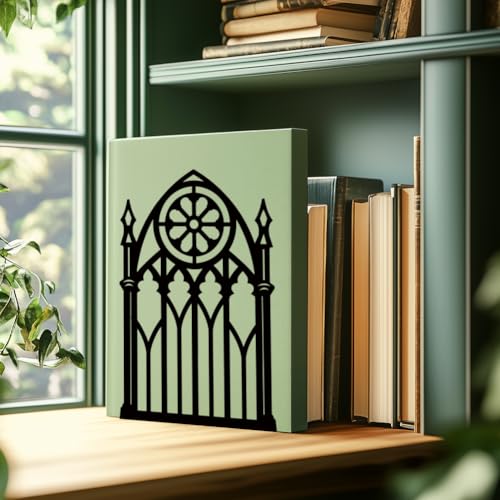 Gothic Gate Book Shelf Decorative Bookends for Shelves, Book Ends for Heavy Books, Metal Bookends for Desk Organizer, Office Library Decor Decorative Books for Home Decor - style: Gothic Gate