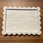 Elegant Marble Vanity Tray, Natural Luxury Travertine Decorative Countertop Organizer for Bathroom, Kitchen & Dresser - Holds Keys, Coffee, Perfume, Jewelry & Makeup