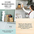 JUSK DESIGN Bamboo Book End/Book Organizer - Non-Skid Decorative Bookends for Office and Home - Book Holders for Shelves - Substantial Weight - Holds Heavy Books