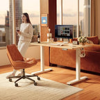 FEZIBO Standing Desk, 63×28 Inches Electric Height Adjustable, Sit Stand Up Table, Computer Office Desk with Splice Board, While Frame/Maple TOP - color: Maple, size: 63 x 28