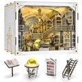 𝐂𝐂𝐂𝐃𝐅 DIY Book Nook Kit, DIY Miniature Dollhouse Booknook Kit, 3D Wooden Puzzle Bookend Bookshelf Insert Decor with LED Light for Adults (Library of Gods Max) - style: Library of Gods Max