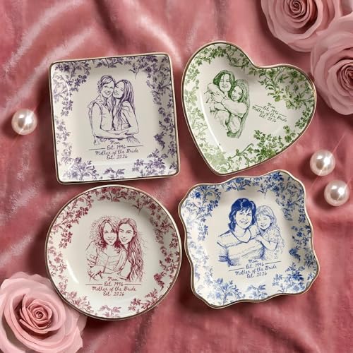 Personalized Mother of The Bride Photo Jewelry Tray, Mother of The Bride Gifts; Personalized Mom Portrait Photo Trinket Tray, Wedding Day Keepsake, for Grandma Mama 9 - color: Jewelry Dish 8