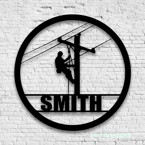 Personalized Lineman Metal Sign, Custom Name Wall Art, Home Decor, Lineman Gift, Custom Metal Sign Wall Decor, Handmade, Room Decor, Wall Hanging (04 Lineman) - color: 04 Lineman