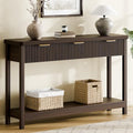 Lulive 51" Fluted Console Table for Entryway, Entryway Table with 3 Wooden Drawers, Farmhouse Behind Sofa Table for Living Room, Hallway, Couch, Foyer - color: Walnut