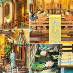 KingStora DIY Book Nook Kit - Song Dynasty Ink Art Bookends Kit - Scholar Gathering Theme - 3D Puzzle, Assembly Bookend for Adult