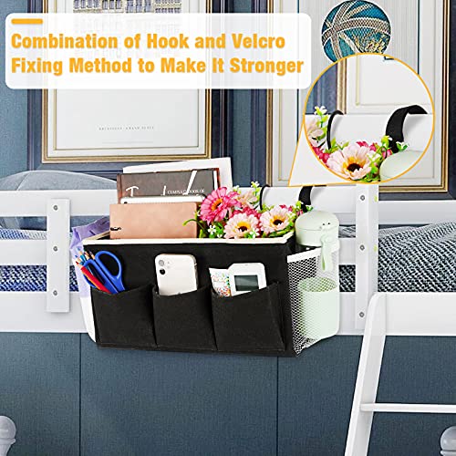 Lilithye Bedside Caddy Bedside Organizer Bedside Storage Caddy with Fixed Straps and Water Bottle Holder for Home College Dorm Bunk Bed Hospital Bed Crib Bed Rails (2pcs Black) - color: 2pcs Black