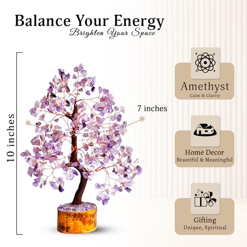 YATSKIA Amethyst Crystal Tree Stones and Crystals Tree of Life, Crystal Home Decor, Good Luck Gifts, Spiritual Gifts for Women - color: Amethyst Copper Wire Mseal