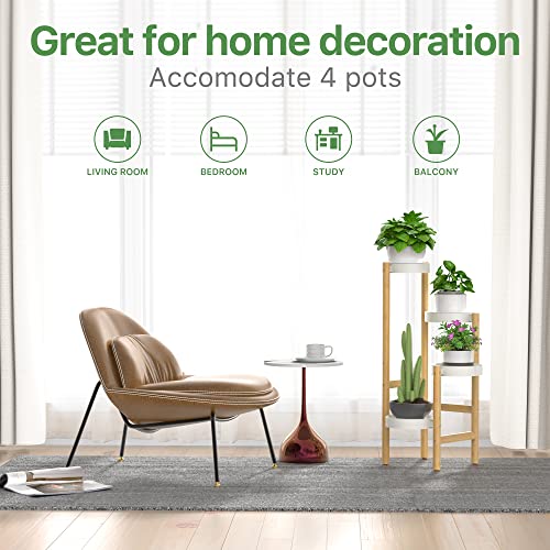 Wisuce Bamboo Plant Stands Indoor, 4 Tier Tall Corner Plant Stand Holder & Plant Display Rack for Outdoor Garden Indoor Home (4 Tier -2)