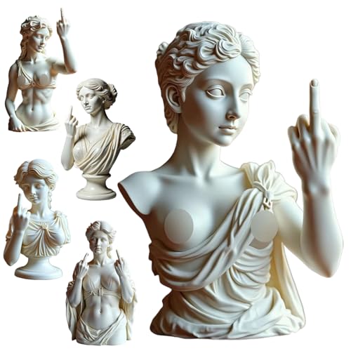 Funny Middle Finger Venus Statue – Bold Greek Goddess Aphrodite Resin Figurine, Roman-Style Venus Bust Sculpture with Attitude, Unique Home & Office Shelf Decor, Rebellious Gift for Women & Men - color: Style a 1pcs