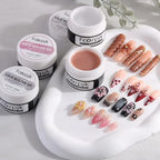 Fcozpjk Solid Builder Gel for Nails, 4 Colors Solid Builder Gel Non-Sticky Clear Nude Pink Pearl White Hard Gel for Nails 3D Sculpture Gel Flower Carving Modeling Design Nail Extension Gel Kit - color: 01-02-03-04