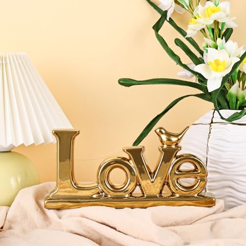 Love Sign Decoration - Gold Bird Sculpture Personalized Love Decor for Home, Living Room, Bedroom, Desktop & Cabinets - color: Gold, style: Love