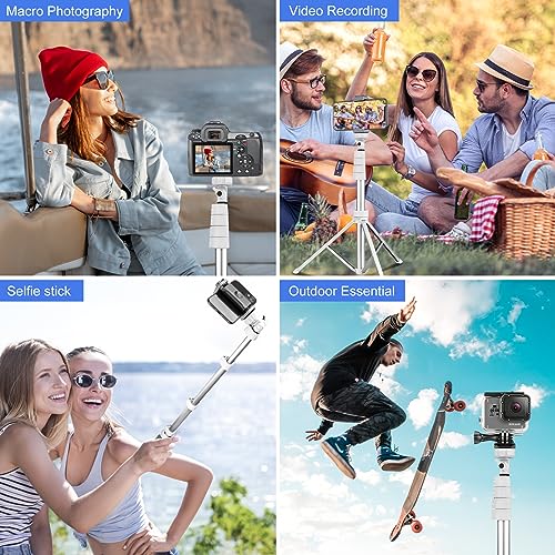 Sensyne 67" Phone Tripod & Selfie Stick, Extendable iPhone Tripod Stand with Wireless Remote and Phone Holder, Compatible with Cell Phone, Camera (Silver) - color: Silver, size: 67-inch