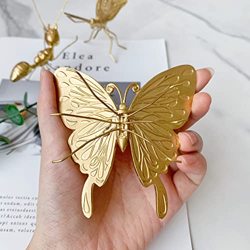 Gold Butterfly Sculpture - Solid Metal Insect Ornament - Mini Butterfly Figurine for Home, Office, Garden & Desktop Decor - style: Butterfly-Type B