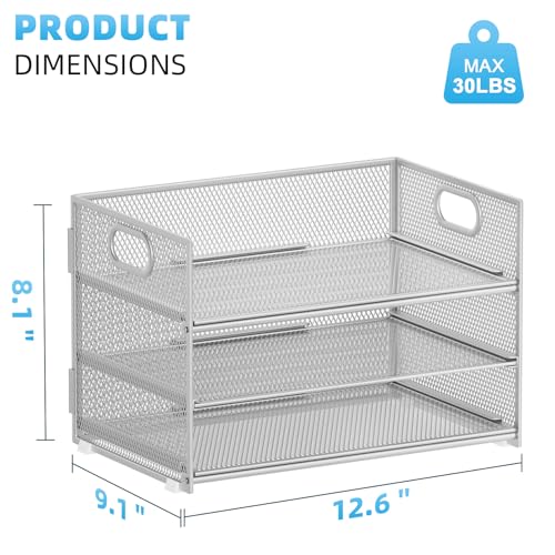 Marbrasse 3 Tier Paper Organizer Letter Tray, Mesh File Organizer with Handle, Paper Sorter Desk Organizer for Home Office Supplies - Silver - color: Silver