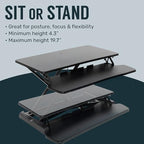 TechOrbits OF-S06-2 Desk Converter-37-inch Height Adjustable, MDF Wood, Sit-to-Stand Rise-X Pro Black, 36" - size: 36" MDF Wood