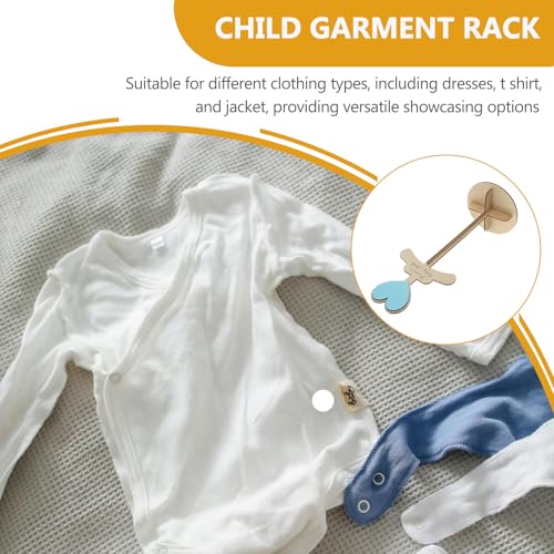 Alipis Child T Shirt Display: Wood Stand Shirt Rack - Portable Hanging Black - Baby Clothes Hanger Rack for Clothing Garment Retail Vendor - color: Khaki