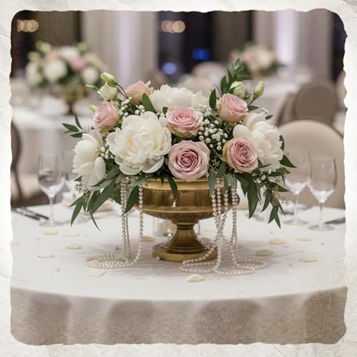 WORTH 8" H. Gold Color Urn Vase for Centerpieces, 11.8" Dia. Classic Metal Trumpet Small Flower Pot for Table, Bowl Vase for Wedding Party Event Home Decor - color: Gold, size: Short - 1 Pack