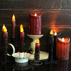 CVHOMEDECO. Real Wax Hand Dipped Battery Operated LED Timer Taper Candles Country Primitive Flameless Lights Décor, 6-3/4 Inch, Brown, 2 PCS in a Package - color: Brown 2 Pcs