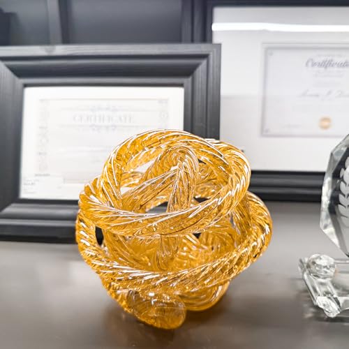 Glass Knot Teal Orbit Ball - 6 Inch Hand Blown Infinity Sculpture Decor Glass Orbit Home Decor Table Decoration Interio Art - color: Orange, size: 6" Diameter