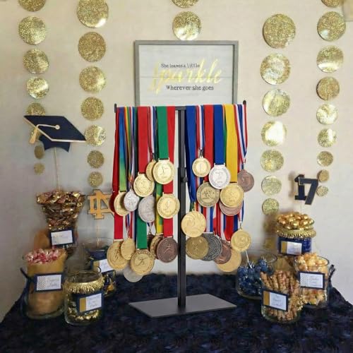 Vicenpal 2026 Graduation Medal Display Stand Countertop Graduation Decoration Adjustable T Bar Display Stand Honor Medal Hanger Rack Award Holder Graduations Birthday Party Anniversary Decor