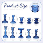 Mumufy 20 Pcs Glass Crystal Taper Candle Holders Clear Glass Candlestick Holder Fit 0.8 Inch Candles Crystal Decorative Candle Stand Centerpiece Table Wedding Dining Party (Blue) - color: Blue