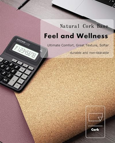 YSAGi Double-Sided Desk Pad, Leather Desk Mat, Eco Cork Desk Pad Protector, Large Mouse Pad for Desk, Waterproof Desk Blotter Pad, Desk Writing Pad for Office Work&Home(23.6"x13.7",Cork+Dark Pink) - color: Cork+dark Pink, size: 23.6"x13.7"