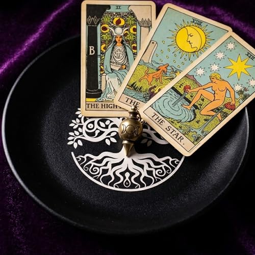 5.5inch Altar Ritual Plate Dish Stainless Steel Flat Bowl Round Metal Jewelry Tray Astrology Tarot Plate Ring Trinket Holder for Smudging Decoration Trays (Tree of Life Black) - color: Tree of Life Black